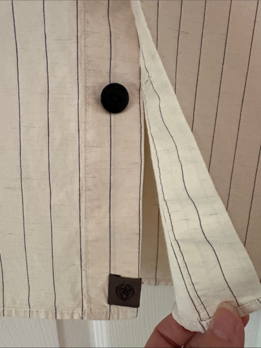 Banana Republic Cream Pinstripe Button-Down with Black Buttons - Picture 4 of 13